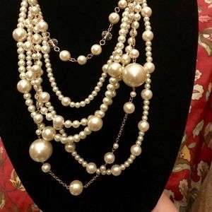 Multi layer pearl statement boutique necklace